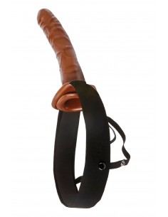 FETISH FANTASY SERIES 10 INCH CHOCOLATE DREAM HOLLOW STRAP-ON BROWN
