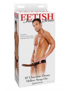 FETISH FANTASY SERIES 10 INCH CHOCOLATE DREAM HOLLOW STRAP-ON BROWN 2