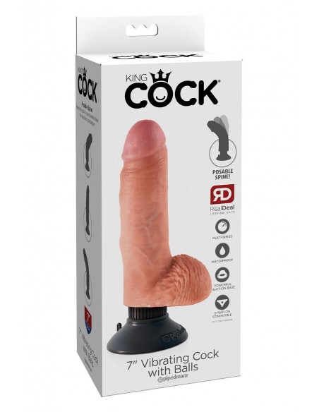 KING COCK 7 INCH VIBRATING COCK WITH BALLS LIGHT