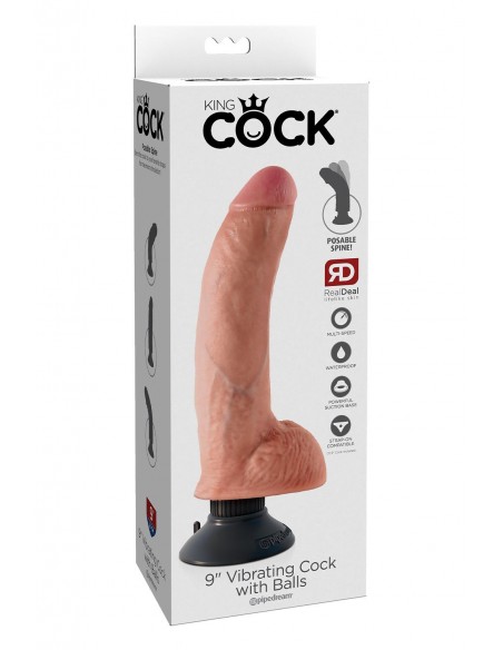 KING COCK 9 INCH VIBRATING COCK WITH BALLS LIGHT