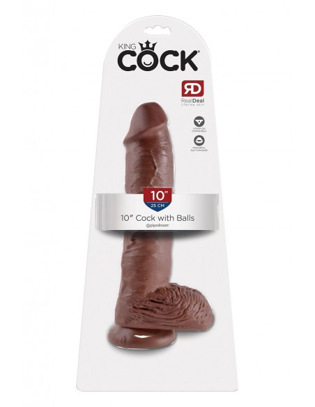KING COCK 10 INCH COCK WITH BALLS BROWN