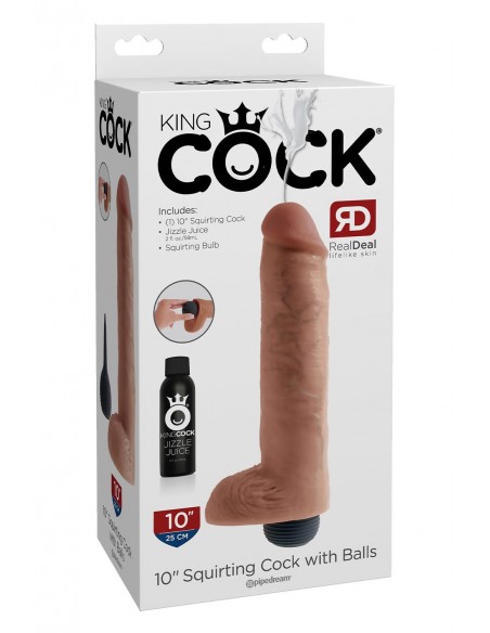 KING COCK 10 INCH SQUIRTING COCK WITH BALLS LIGHT