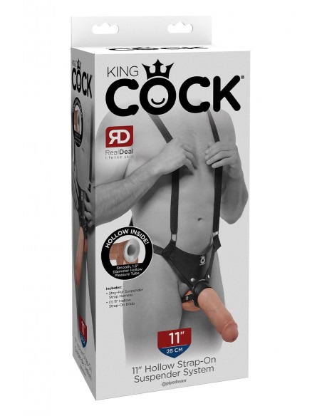 KING COCK 11 INCH HOLLOW STRAP ON SUSPENDER SYSTEM LIGHT