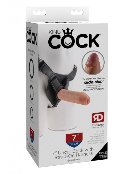 KING COCK 7 INCH UNCUT WITH STRAP ON HARNESS LIGHT