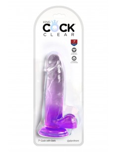 KING COCK CLEAR 7 INCH COCK WITH BALLS PURPLE 2
