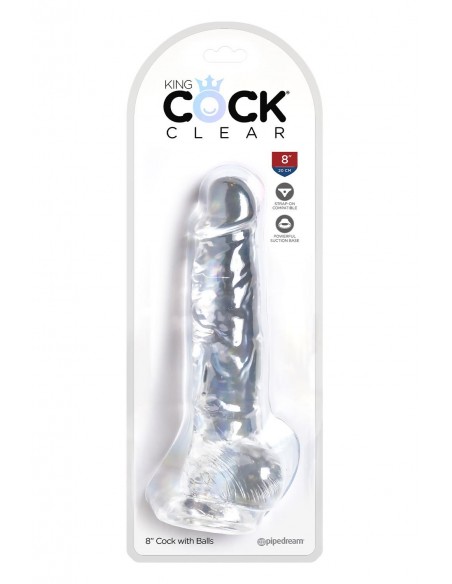 KING COCK CLEAR 8 INCH COCK WITH BALLS CLEAR
