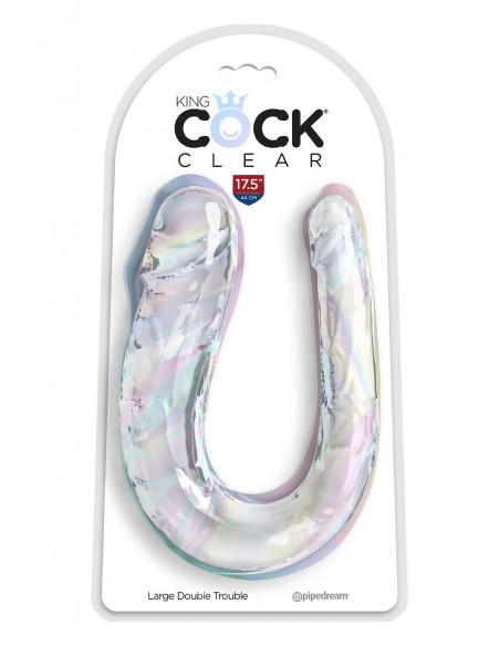 KING COCK CLEAR LARGE DOUBLE TROUBLE CLEAR