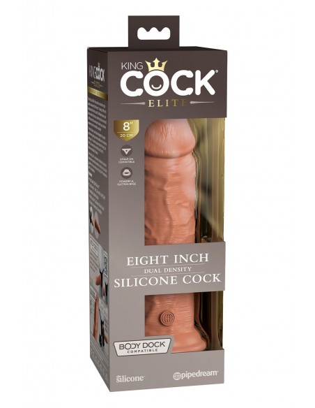 KING COCK ELITE 8 INCH DUAL DENSITY SILICONE COCK TAN