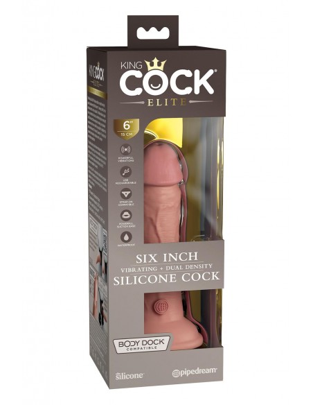 KING COCK ELITE 6 INCH DUAL DENSITY VIBRATING SILICONE COCK LIGHT