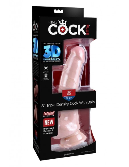 KING COCK PLUS 8 INCH TRIPLE DENSITY FAT COCK WITH BALLS LIGHT