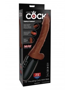 KING COCK PLUS 7.5 INCH THRUSTING COCK WITH BALLS BROWN 2