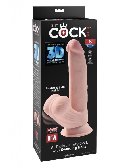 KING COCK PLUS 8 INCH TRIPLE DENSITY COCK WITH SWINGING BALLS LIGHT