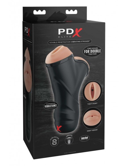 PDX ELITE DOUBLE PENETRATION VIBRATING STROKER LIGHT