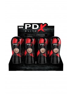 PDX ELITE PIPEDREAM EXTREME ELITE VIBRATING STROKER DISPLAY - 12 PCS LIGHT
