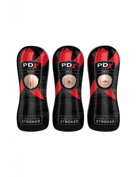 PDX ELITE PIPEDREAM EXTREME ELITE VIBRATING STROKER DISPLAY - 12 PCS LIGHT