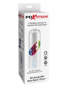 PDX EXTREME RECHARGEABLE ROTO-BATOR PUSSY WHITE 2