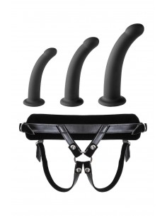 VIRGITE  UNIVERSAL HARNESS WITH BLACK DILDO SET SIZES S M L BLACK