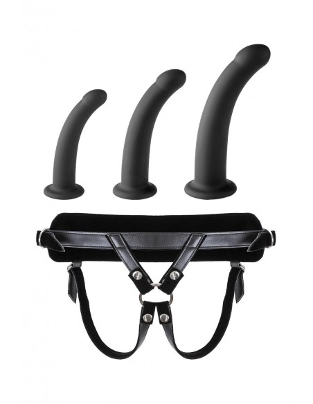 VIRGITE  UNIVERSAL HARNESS WITH BLACK DILDO SET SIZES S M L BLACK