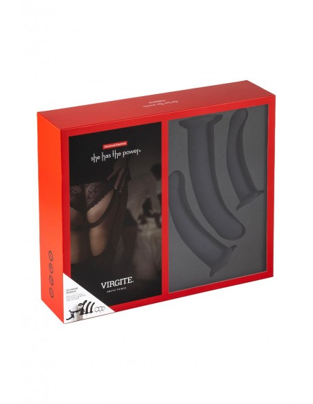 VIRGITE  UNIVERSAL HARNESS WITH BLACK DILDO SET SIZES S M L BLACK