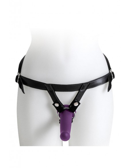 VIRGITE  UNIVERSAL HARNESS WITH PURPLE DILDO SIZE M PURPLE