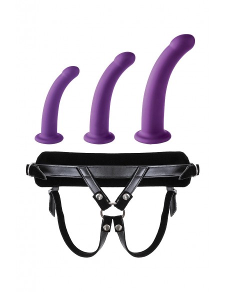 VIRGITE  UNIVERSAL HARNESS WITH PURPLE DILDO SET SIZES S M L PURPLE