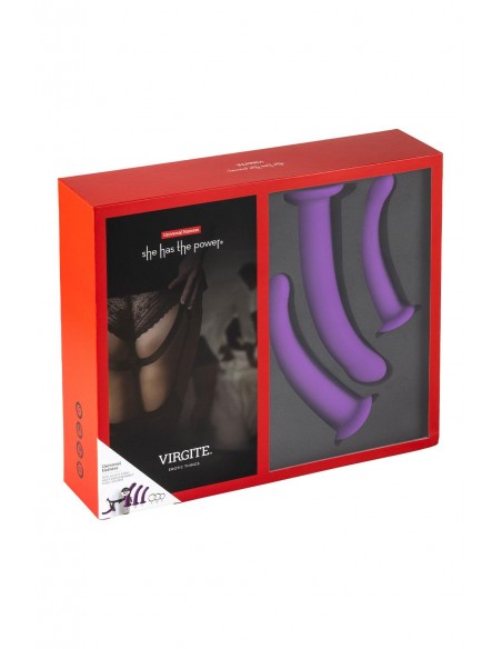 VIRGITE  UNIVERSAL HARNESS WITH PURPLE DILDO SET SIZES S M L PURPLE