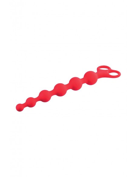 NMC 8 INCH RIBBED SILICONE ANAL BEADS RED