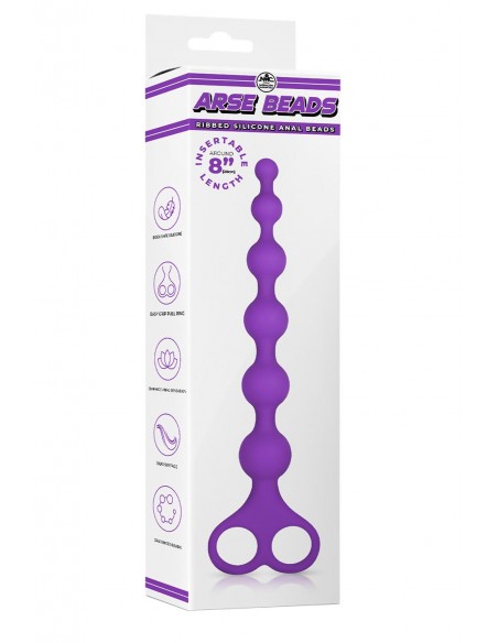 NMC 8 INCH RIBBED SILICONE ANAL BEADS PURPLE