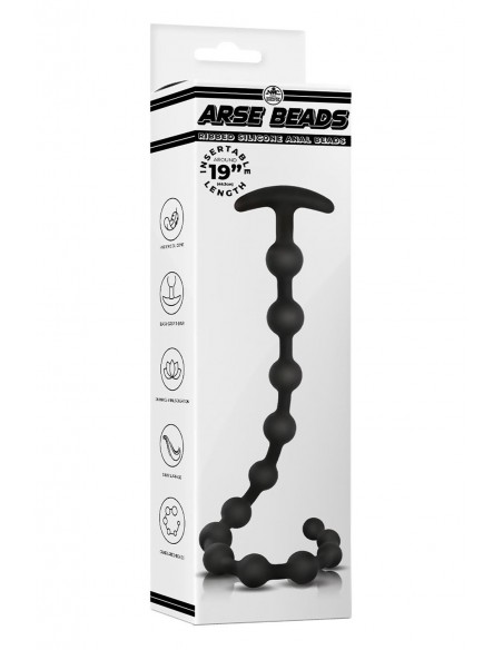 NMC 19 INCH RIBBED SILICONE ANAL BEADS BLACK