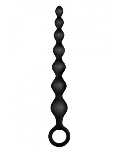 NMC 7 INCH RIBBED SILICONE ANAL BEADS BLACK