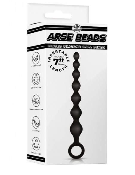 NMC 7 INCH RIBBED SILICONE ANAL BEADS BLACK