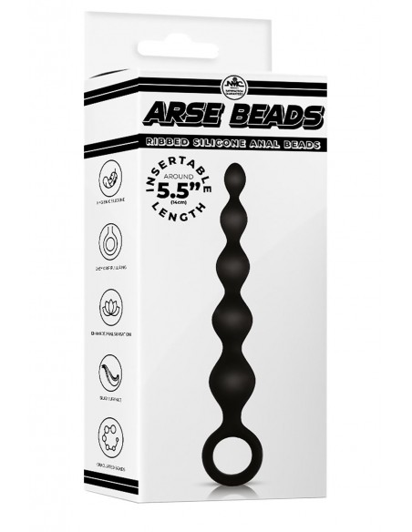 NMC 5.5 INCH RIBBED SILICONE ANAL BEADS BLACK