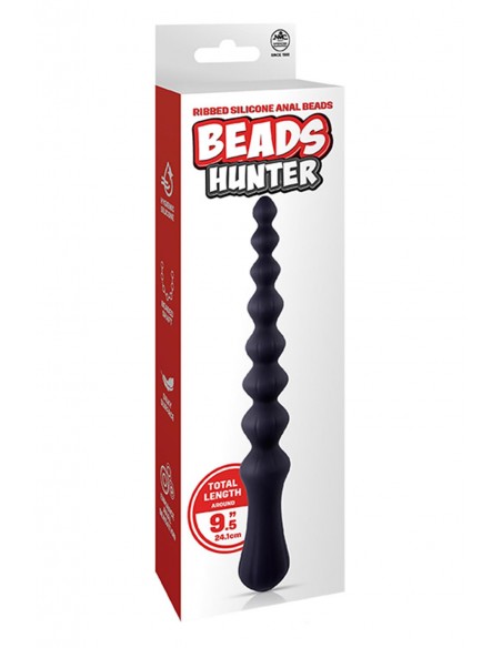 NMC 9.5 INCH RIBBED SILICONE ANAL BALL BEADS BLACK