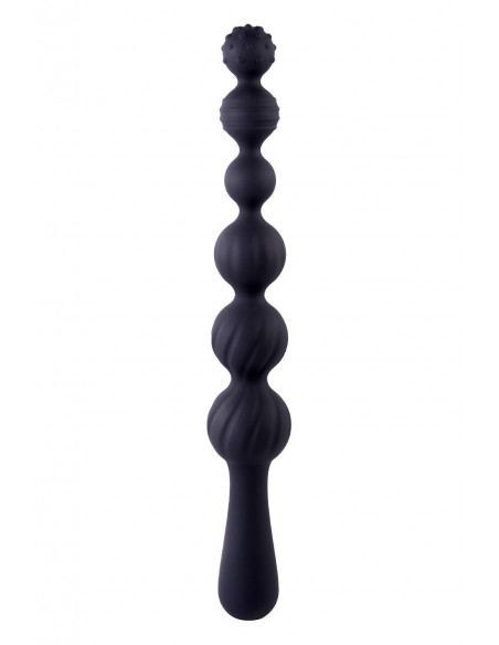NMC 9.5 INCH RIBBED SILICONE ANAL BALL BEADS BLACK