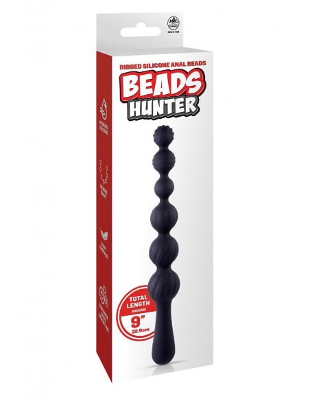 NMC 9.5 INCH RIBBED SILICONE ANAL BALL BEADS BLACK