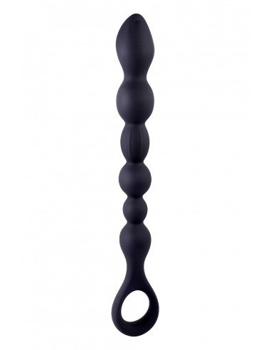 NMC 10 INCH RIBBED SILICONE ANAL BALL BEADS BLACK